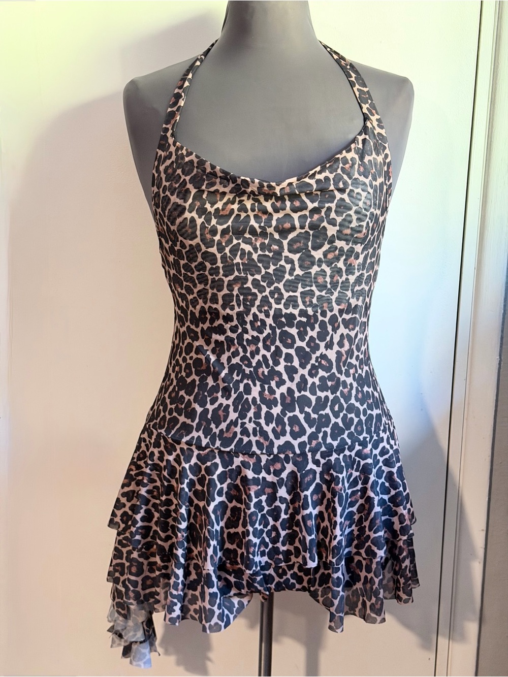 NWT Avidlove Mesh Ruched Bodycon Lingerie Mini Dress in leopard print. - Picture 3 of 10